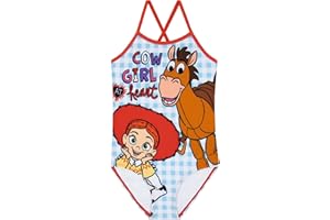 Disney Toy Story Girls Swimsuit, Jessie and Bullseye Kids Swimsuit, Strappy Bathing Suits for Girls