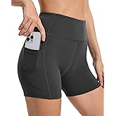 JCFSYXGS Workout Yoga Biker Shorts for Women with Pockets,Soft High Waisted Tummy Control Running Gym Shorts