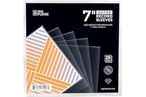 BIG FUDGE 25x Vinyl Record Outer Sleeves 7 inch | Durable & Wrinkle-Free | Crystal Clear & Made from High-Density Polypropylene | Best Vinyl Covers for LPs & Singles | 3 mil Thick, 7.42" x 7.42