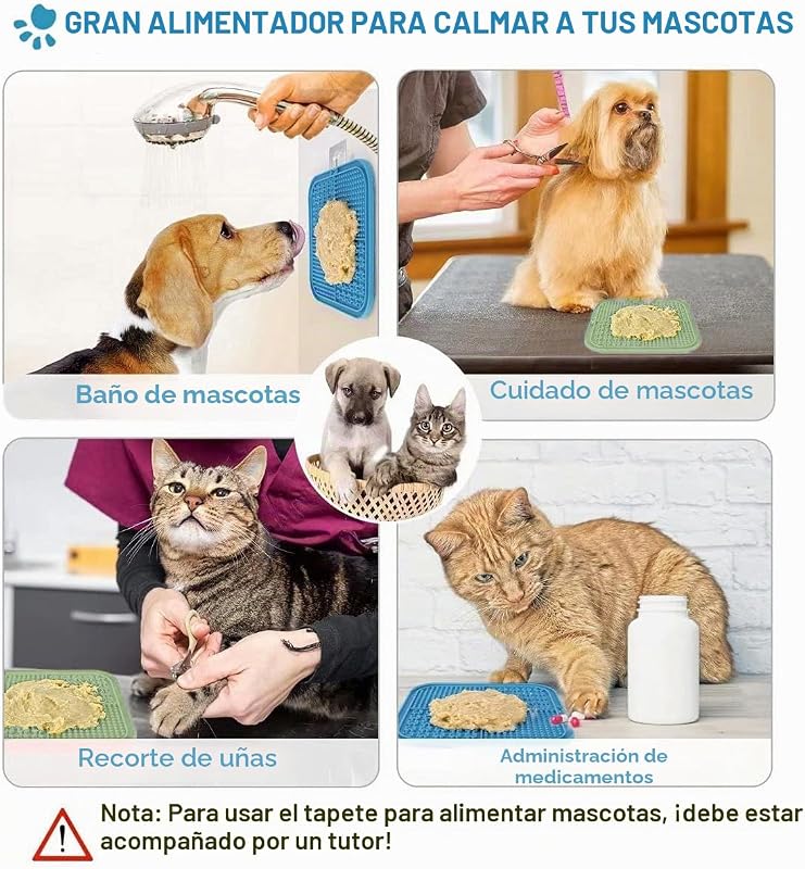Alfombrilla de Lamer para Perros y Gatos con Ventosas, 1 Paquete de Alfombrilla de Lamer Cuadrada de Alimentación Lenta para Perros para Alivio de la Ansiedad y el Aburrimiento, Juguetes para