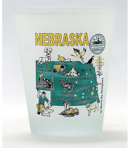 Nebraska State Mural Shot Glass - 2.25" Tall Souvenir Collectible With Wraparound Design