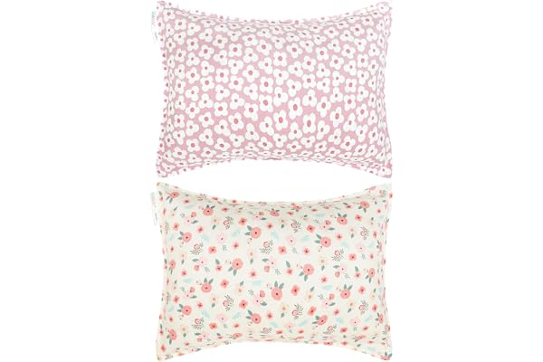 ALVABABY Toddler Pillowcase Cotton Fit 13"x 18" or 12"x16" Kid Pillow | Soft Breathable Envelope Pillowcases for Girl Boy 2 P