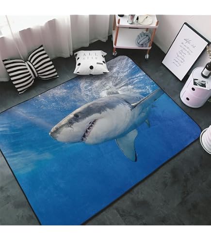 Amazon.com: ALAZA Blue Cartoon Shark Print Area Rug Rugs for