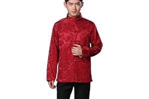 BLINGLAND Chinese Traditional Tai Chi Uniform Long Sleeve Top Kungfu Shirt Tang Suit for Men