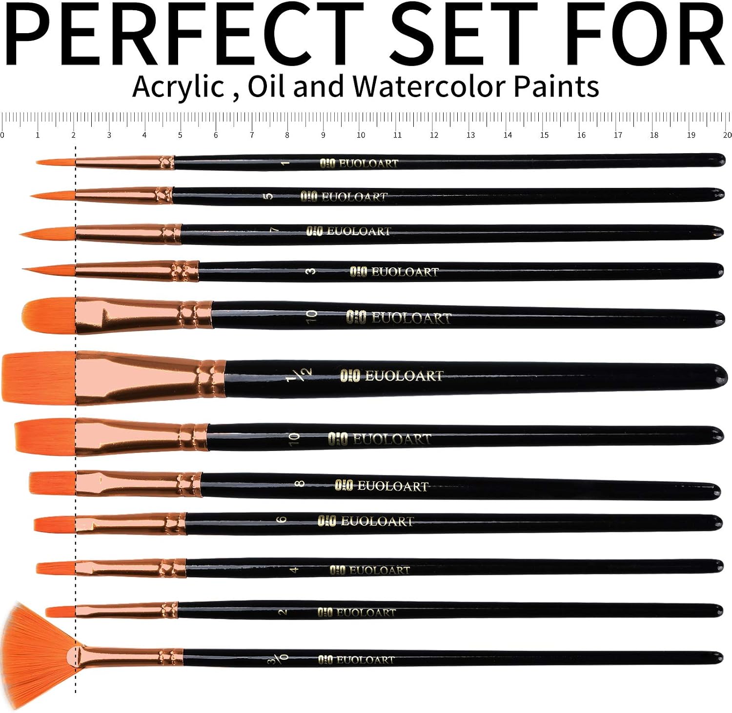 Paint Brushes for Watercolor Acrylic & Oil Paintings, Professional Artist Painting Brush Set for Kids Adults (12Pcs) - Image 5