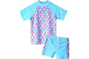 BAOHULU Girls Swimsuit Two Piece Tankini UPF 50+ UV Protective Rash Guard Set 3-12 Years
