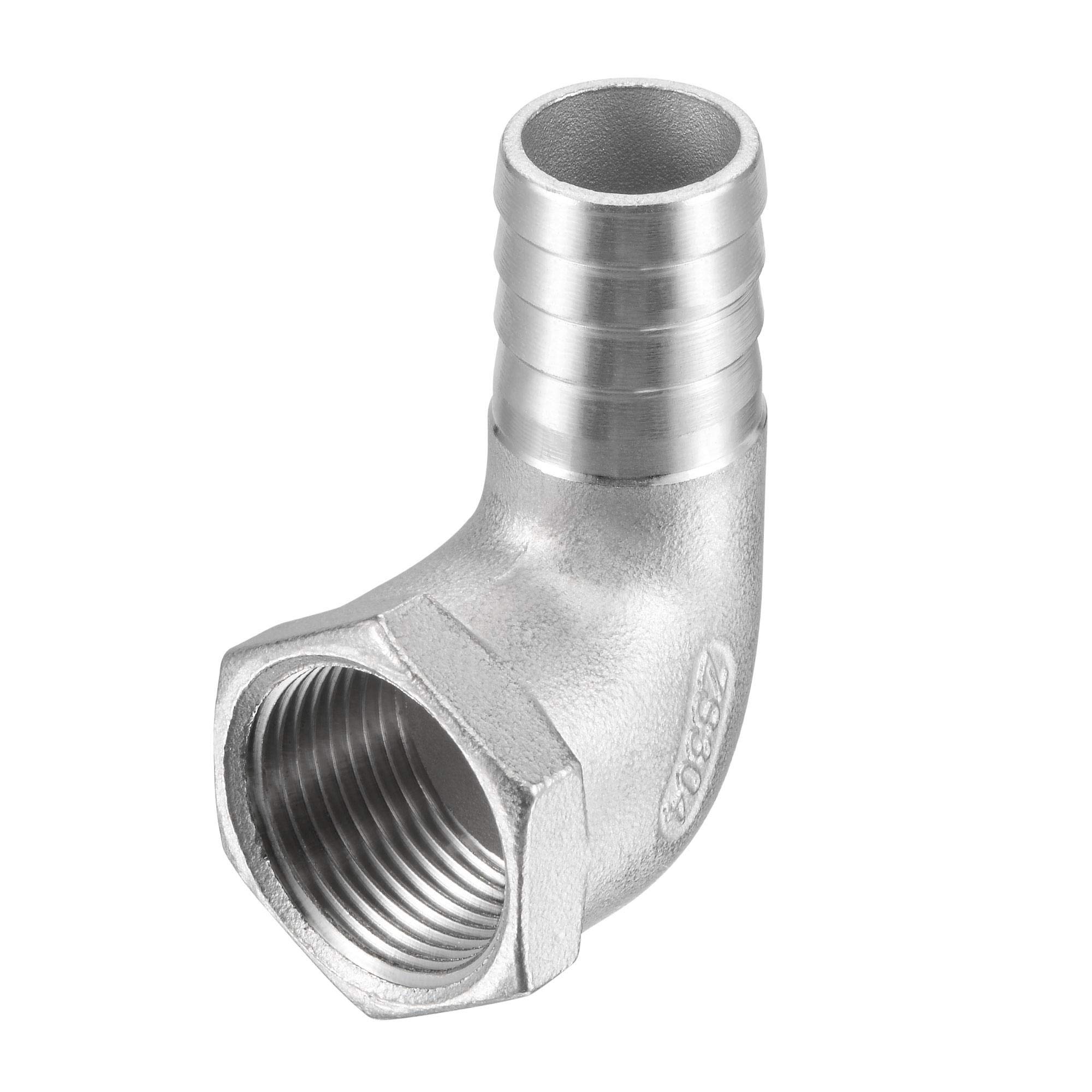 sourcing map 304 Stainless Steel Hose Barb Fitting Elbow, 20mm Barbed x 3/4" NPT Female Pipe Connector Adapter for Water Fuel Air