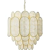 4-Tier Capiz and Metal Chandelier