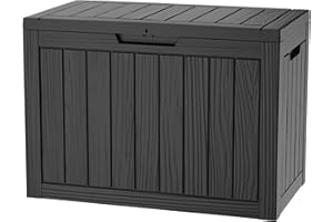TARKARI 45 Gallon Lockable Resin Deck Box, Waterproof & UV-Resistant Outdoor Storage Box for Outdoor Cushion Storage and Outdoor Delivery Storage, Black