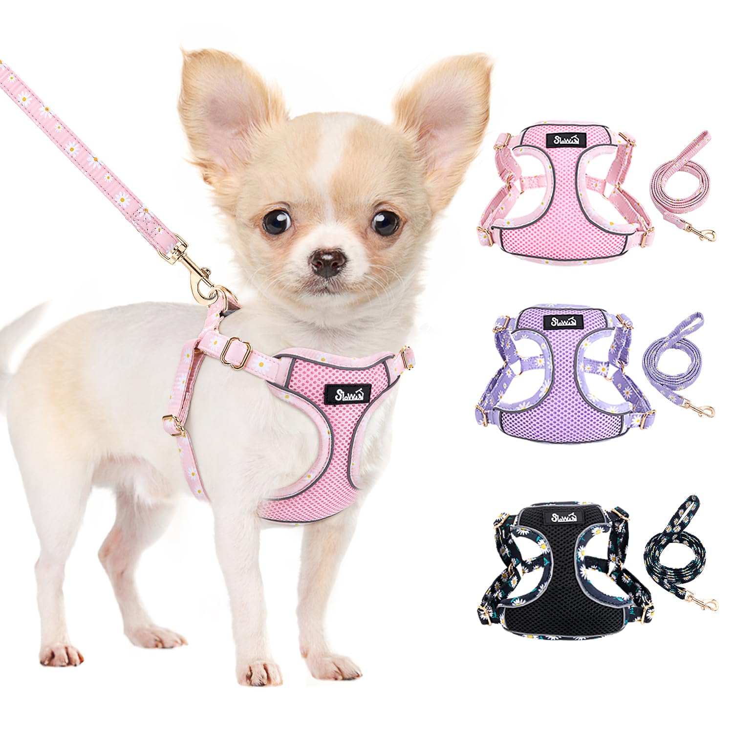 Photo 1 of Lukovee No Pull Puppy Harness and Leash Set - Soft Lightweight Escape Proof Puppy Vest Harness, Breathable Adjustable Pet Harness with Dog Leash for Small Dogs (Pink, S)