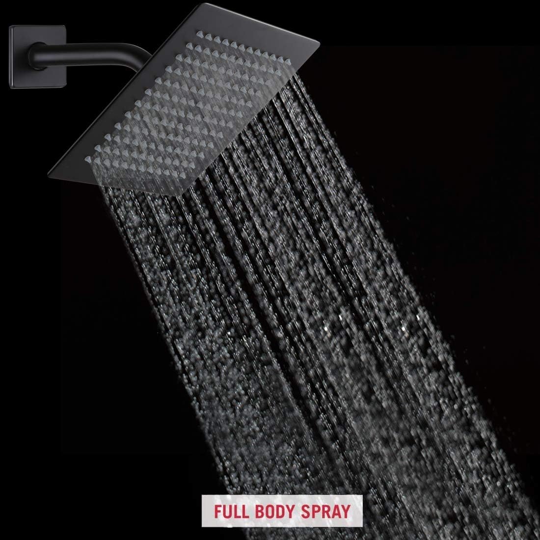 POP Matte Black Shower Faucet Set, Bathroom Rainfall Shower System with Stainless Steel Metal Showerhead, Single Function Shower Trim Kit with Rough-in Valve - - 