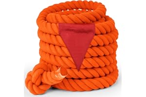 Thadavo Field Day Tug of War Rope with Flag for Kids and Adults, Family Reunion Birthday Party Games, Summer Outside Lawn Games, Camping Picnic Carnival Games for Team Building Activities, Orange 20FT