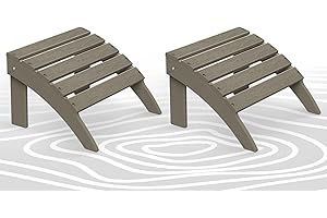 BRIOPAWS Adirondack Ottomans | Folding | Set of 2 | HDPE Plastic | Wood Grain Outdoor Foot Rest | All Weather | Adirondack Chair Footrest | Foot Stool for Deck Porch Patio | 19.7W x 18.5L x 13H Inch
