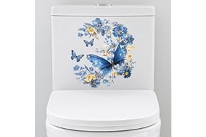PRESSINART Floral Toilet Seat Stickers Waterproof Butterfly Toilet Stickers PVC Self-Adhesive Butterflies Bathroom Wall Decal