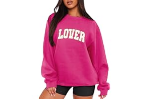 MAPICK Valentine Sweatshirts for Women Lover Glitter Patch Pullover Sweaters Long Sleeve Oversized Valentine Tops