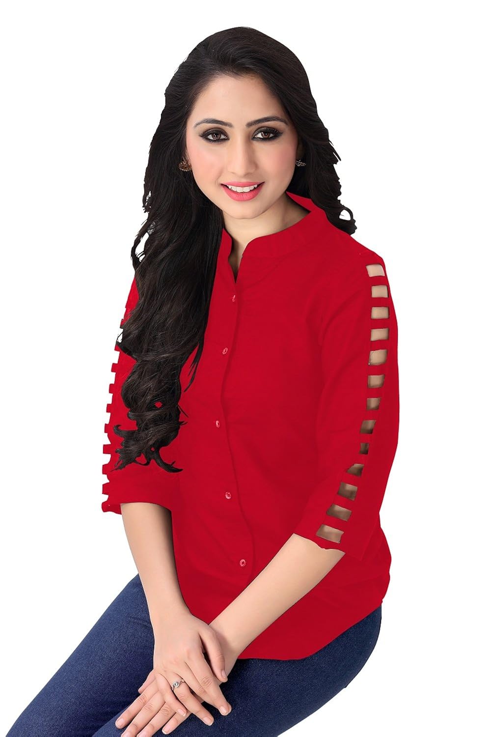 venisa women's rayon top (1001_red)