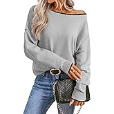 Saodimallsu Womens Off The Shoulder Sweater Oversized Long Sleeve Knit Sweaters 2025 Casual Color Block Trendy Jumper Tops