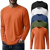 Oakgarden 5 Pack Men's Big and Tall Shirts, Long Sleeve Tees Solid Casual Basic Tops Soft Crew Neck T Shirts