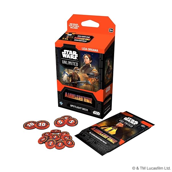 ASMODEE STAR WARS: UNLIMITED TCG A LAWLESS TIME LEIA ORGANA SPOTLIGHT DECK – READY-TO-PLAY 50-CARD DECK + BOOSTER PACK, EXCLUSIVE COLLECTIBLE CARDS, AGES 12+, 2+ PLAYERS, 20 MINUTE PLAYTIME