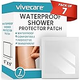 ViveCare Large Transparent Film Dressing - Waterproof Bandages - Clear Wound Cover for Showering, Tattoos - Protector Shower Shield for After Surgery - Post Surgical Patches for Skin (9” x 9”)