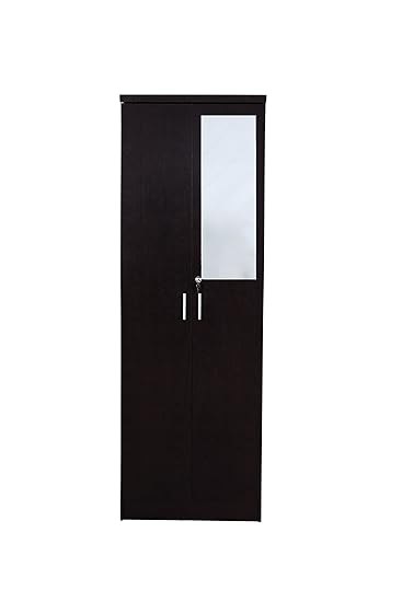 Deckup Cove 2-Door Wardrobe With Mirror (Dark Wenge, Matte Finish)