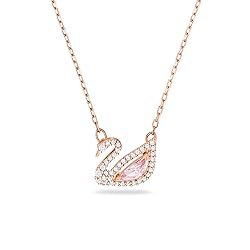 Swarovski Swan Pendant Necklace, Rose Gold Tone