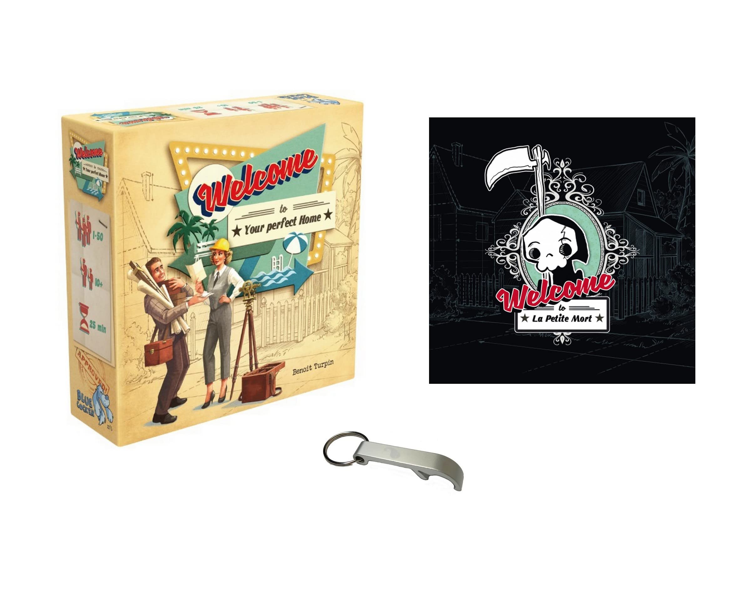 Welcome Base Game + Little Death Expansion + 1 Blumie Bottle Opener (Base + Death Game)