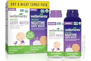 Wellements Organic Gripe Water for Babies Day & Night Combo Pack (4 Fl Oz) - Infant Gripe Water Newborn Calms Occasional Stomach Discomfort from Baby Gas, Colic, Hiccups & Fussiness - USDA Certified