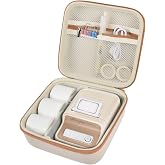 Case for NIIMBOT B21/Pro/B1, for SUPVAN T50M Pro Label Maker Accessories | Wireless Thermal Printer Holder, Labeling Tapes Roll Refills Storage, Home/Office Use, Mesh Pocket, Hard Case Only, Beige