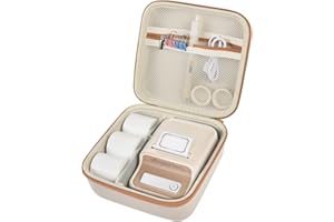 ALKOO Case Compatible with NIIMBOT B21 / B1 Label Maker Wireless Thermal Label Printer, Holder for Inkless Label Maker & Labeling Tapes Refills, with Mesh Pocket for Cable Accessories (White)