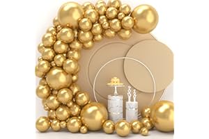 JOYYPOP Gold Balloons 110 Pcs Gold Balloon Garland Kit Different Sizes 5 10 12 18 Inch Metallic Gold Balloons for Birthday New Year Party Decorations