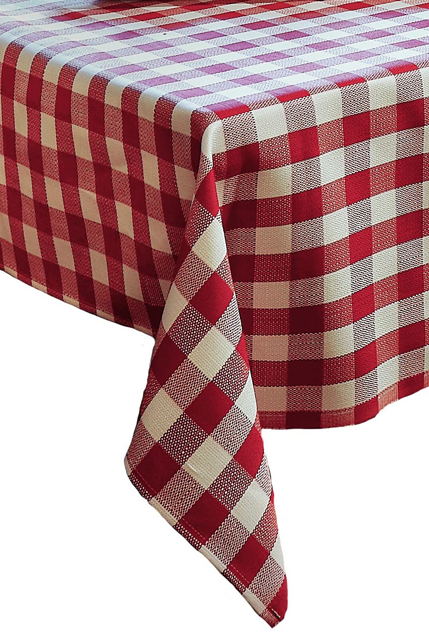 texpot Tablecloth 130 x 190 cm Chilli White Checked Cotton 2 cm Checked