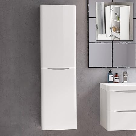 1400 Mm Tall Modern Bathroom Furniture Cupboard Left Hand Cabinet Storage Unit Ibathuk Amazon Co Uk Kitchen Home
