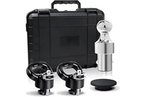 ONSSKI Gooseneck Hitch Ball Kit - 60638 Puck System with 2-5/16-Inch Ball and 2 Gooseneck Safety Chain Anchors Fits for 2013-2024 Dodge RAM 2500 3500 Trucks, 38000 lbs GTW