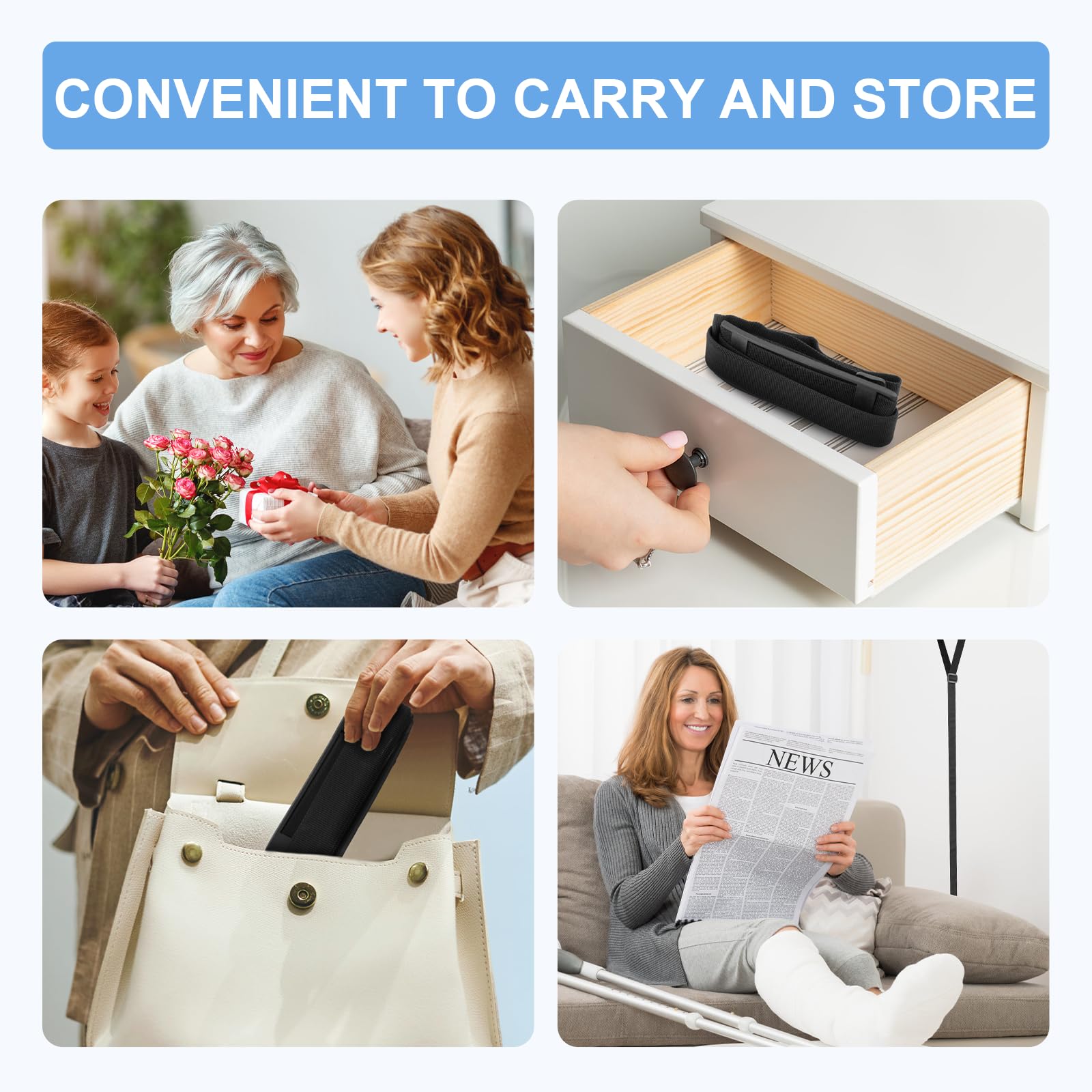 Eucredy Rigid Leg Lifter for After Knee Surgery, Extra Long Leg Lifters for Elderly, Adjustable Leg Lifter Strap for After Hip Replacement, Limited Mobility, Foot Lifter Aid for Bed, Car, Wheelchair