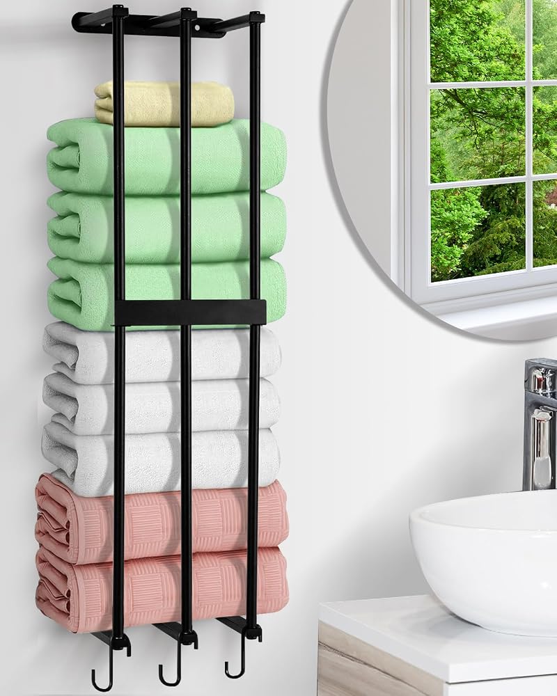 XIAPIA 3 Bars Wall Mounted Towel Rack Steel Bathroom Organizer 75x20x15cm