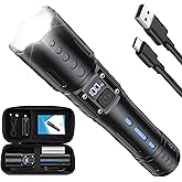 EDC Flashlights 2000 High Lumens Rechargeable - Long Beam Small Pocket LED Tactical Flashlight with Memory Function&Stepless 