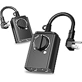 BN-LINK Outdoor Light Timer with Dusk to Dawn Sensor, Weatherproof Dual Grounded Outlets for Christmas Decorations, 15A 1/2HP ETL Listed(2 Pack)