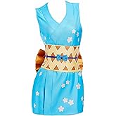 haikyuu Women Kimono Japanese Anime Cosplay Costume Blue Dress Set