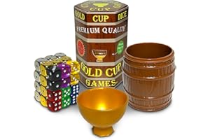 Gold Cup Dice Travel Friendly Family Game for Camping, Indoor & Outdoor Family Game Night Fun, Play Over 26 Games with Two Fo