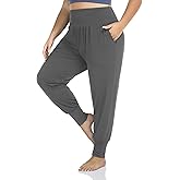 ZERDOCEAN Women's Plus Size Casual Yoga Joggers Comfy Loose Workout Lounge Pants with Pockets