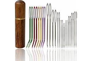 KAISERNGU Large Eye Sewing Needle Kit, Yarn Needles Set, 26PCS Multiple Colors of Stainless Steel Embroidery Needles, Solid Wood Needle Box, Suitable for Crochet/Coarse Needle/Yarn/Embroidery DIYers.