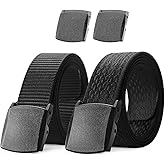 JASGOOD Nylon Military Tactical Men Belt 2 Pack Webbing Canvas Outdoor Web Belt with Plastic Buckle gift for Men