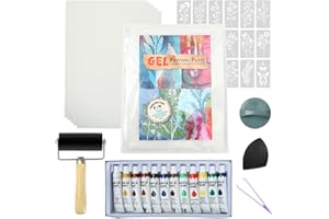 DVEHDBAY Gel Printing Plate kit - Gel Plate Printing for Mixed Media Art, 8" X 10" Gel Plate,Printing Supplies, Reusable Gel Plate Kit for Card Making, Brayers for Gel Printing, Printmaking Supplies Home Decor