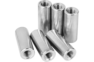 Niooliuk M10 Round Connector Nuts, 304 Stainless Steel Coupling Nut 30mm/1.18 inch Length,Pack of 6