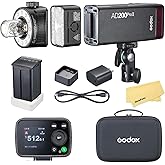 Godox AD200 Pro II 2.4G Pocket Flash Strobe,500 Full Power Flashes,0.01-1.8s Recycling,2900mAh Battery for Canon Sony Nikon F