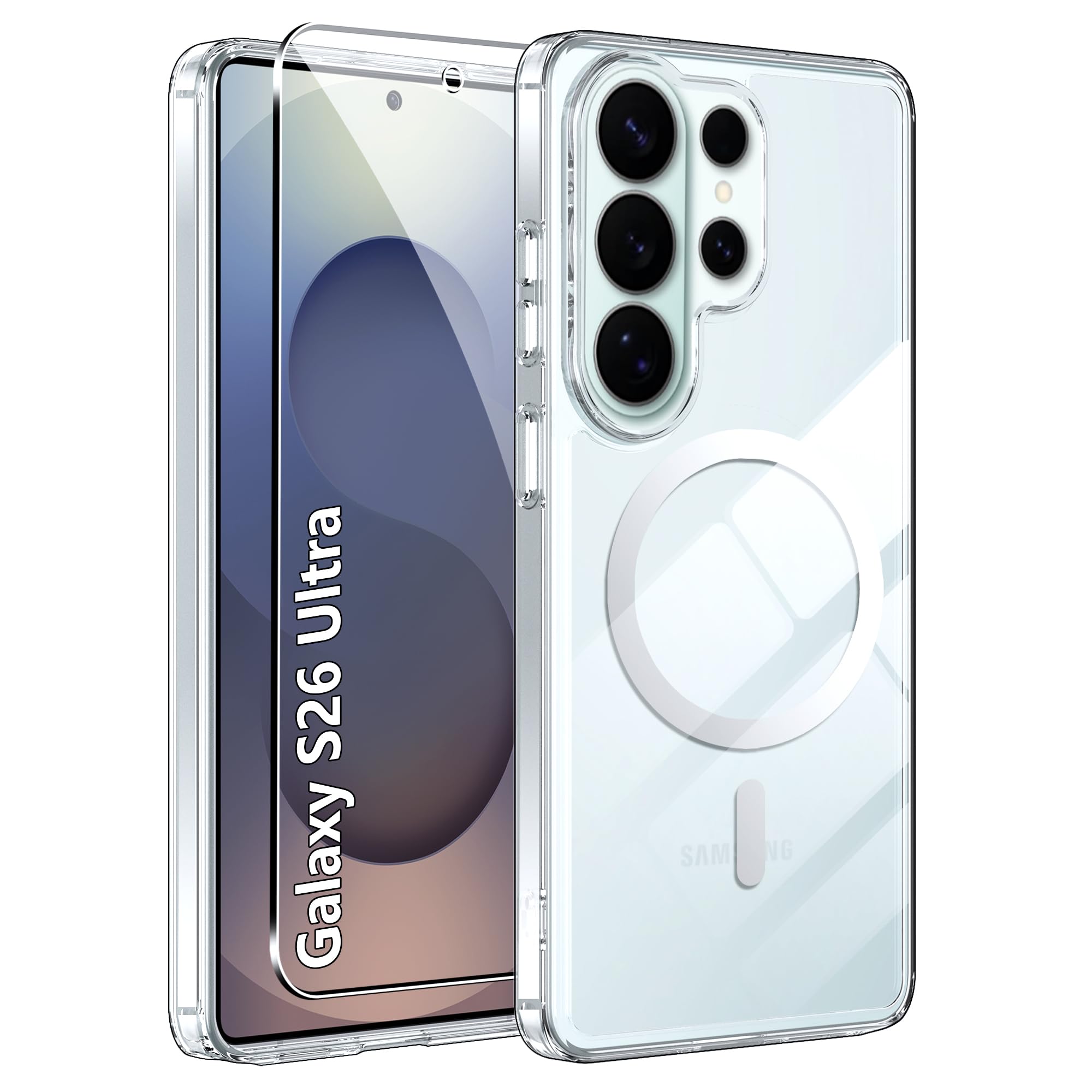 Suttkue for Samsung Galaxy S26 Ultra Magnetic Case,high qualit,Hard Shell,Scratch Resistant,Anti-Skid-Frosted Transparent-Clear