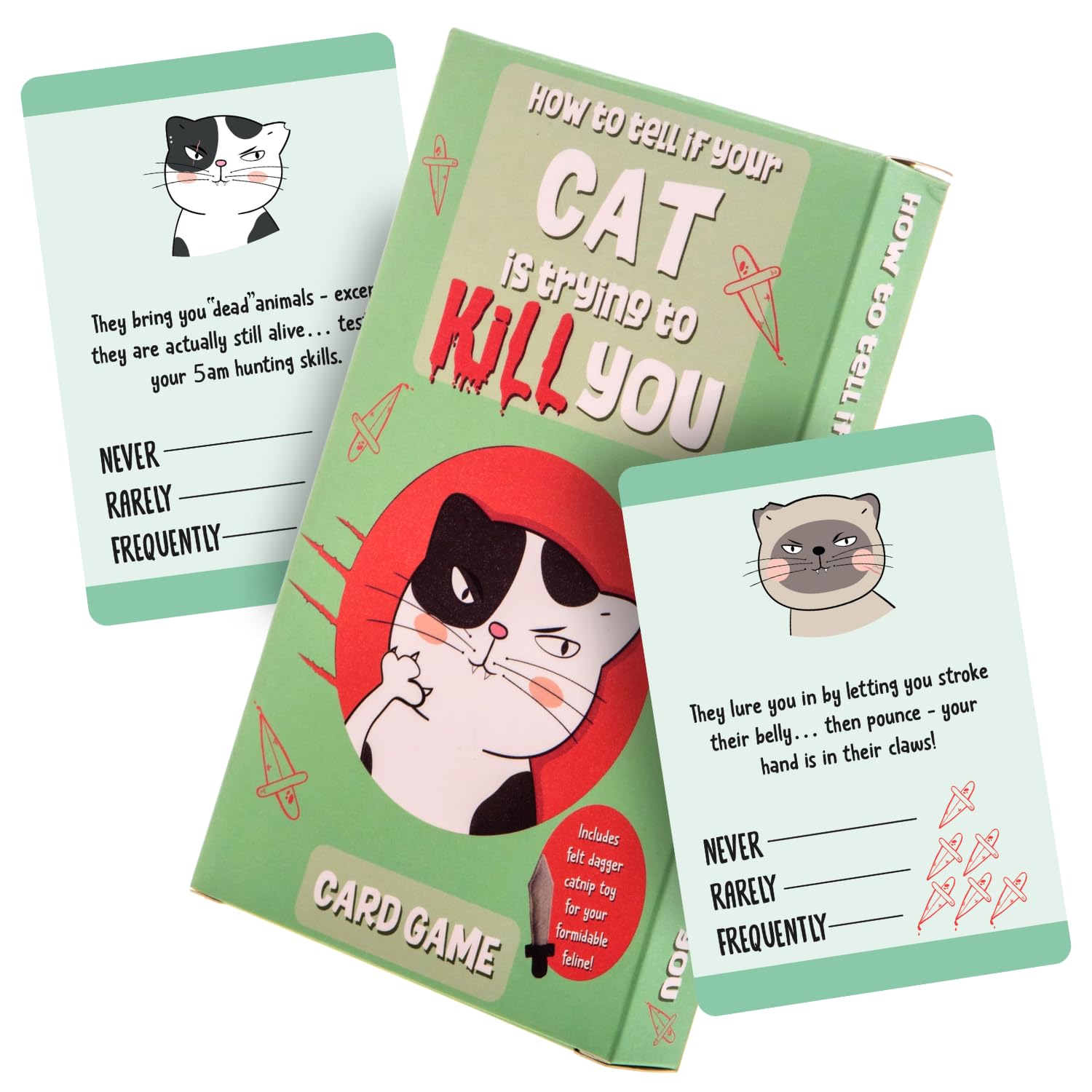 Boxer Gifts How To Tell If Your Cat Is Trying To Kill You Card Game | Fun Gifts for Feline Lovers & Kitten Mums and Dads | Includes a Novelty Cats Small Felt Toy