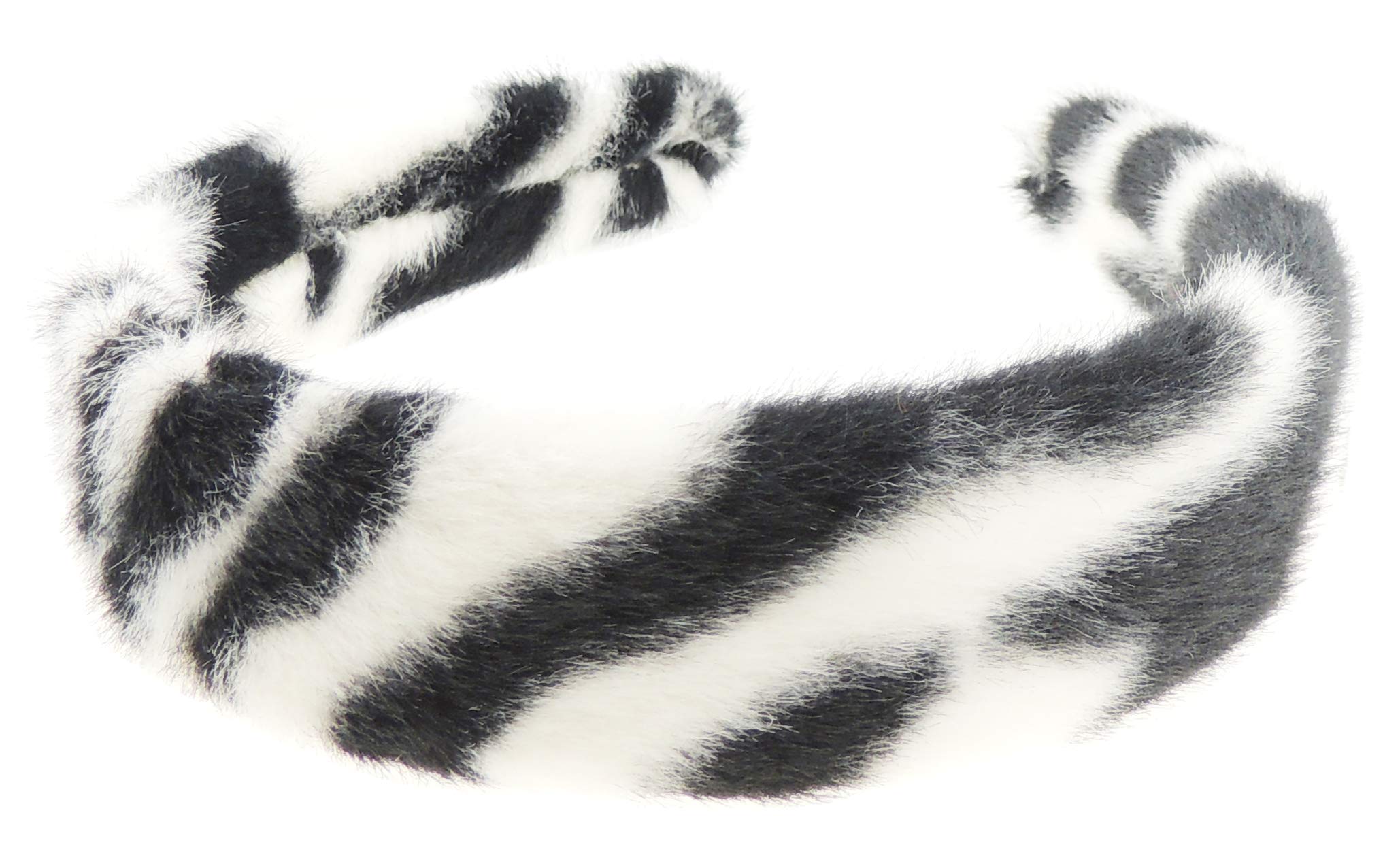 Womens Girls Thick Wide Plush Faux Fur Fabric Boho Vintage Look Winter Christmas Birthday Wedding Bridesmaid Party Accessories Hairband Head Hair Headband Alice Band Tiger Leopard Cat Print (Black)