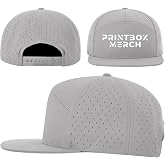 Custom Baseball Cap, Embroidered 7 Panel Flat Bill Hat, Add Your Logo or Text, Adjustable Snapback Water-Resistant
